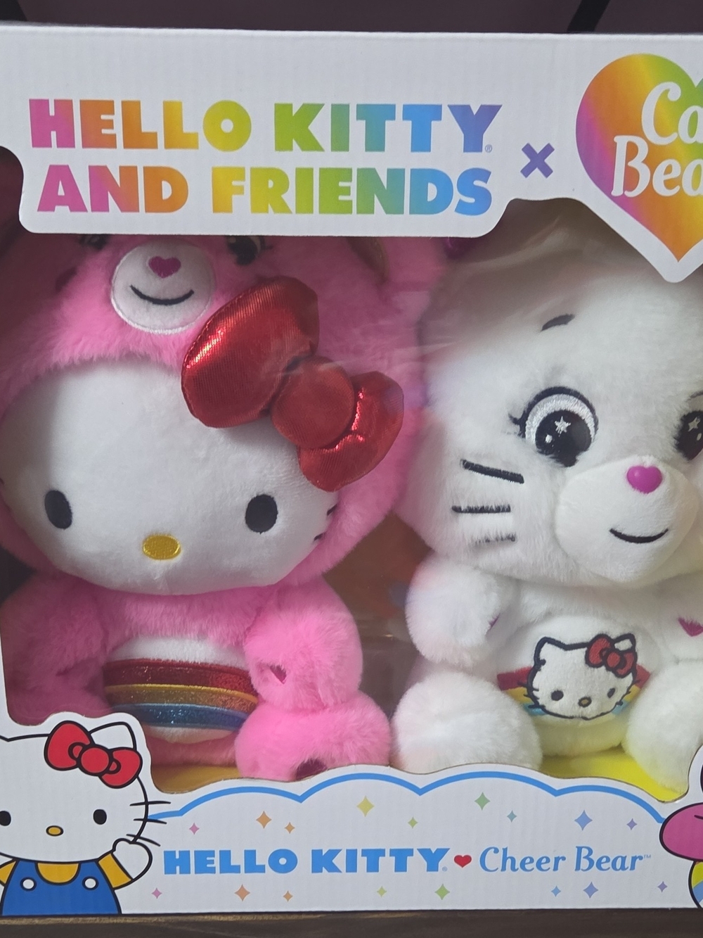 Care Bears x Hello Kitty Cheer Bear & Hello Kitty Plush - Pink & White